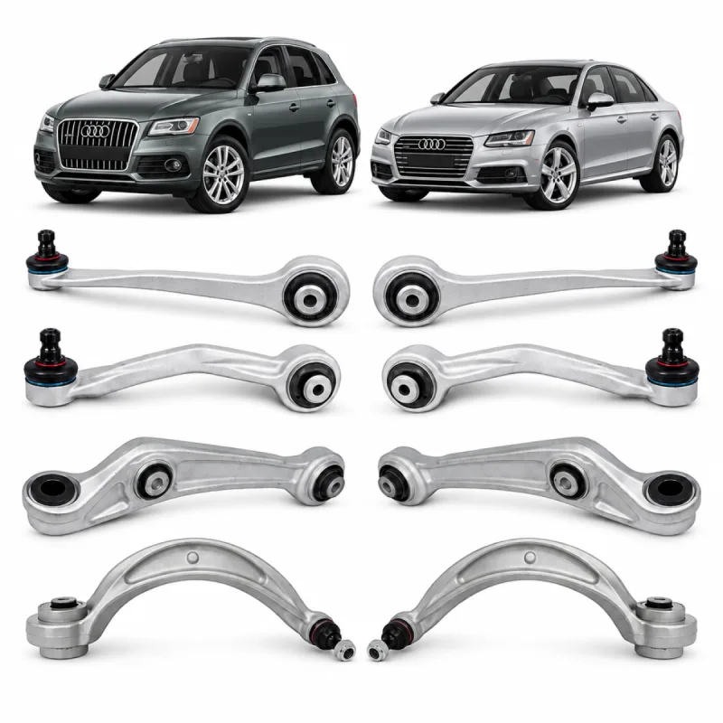Kit 8 Braço Dianteiro Reto Curvo Inferior Audi A4 2007-2026